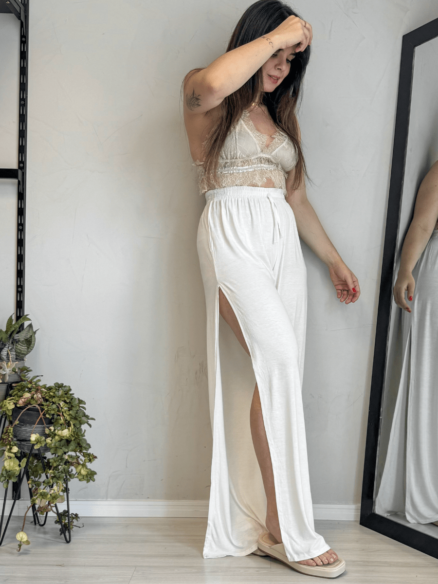 Pantalona com fenda Off White