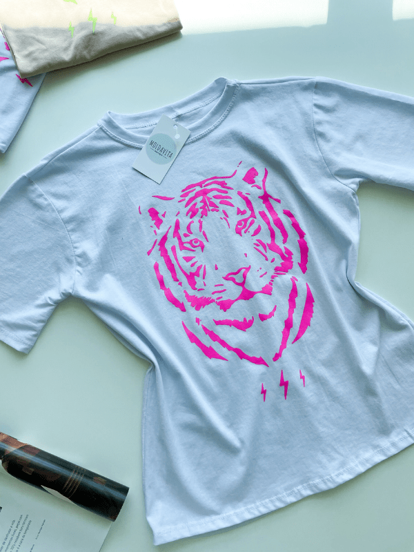 Cropped Tigre Neon Branco - Boutique Algodão Rosa