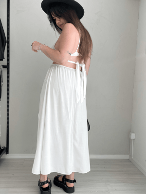 Vestido Midi com fenda Off White