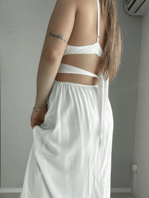 Vestido Midi com fenda Off White