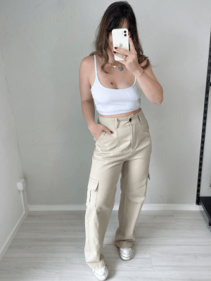 Calça Wide Leg Cargo