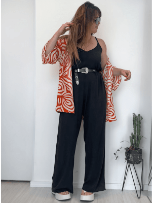 Kimono Oversized Berenice - Laranja Tropical 