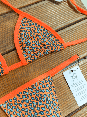 Biquíni Fita Cortininha Animal Print Laranja