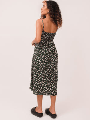 Vestido Midi Cecilia Floral Preto